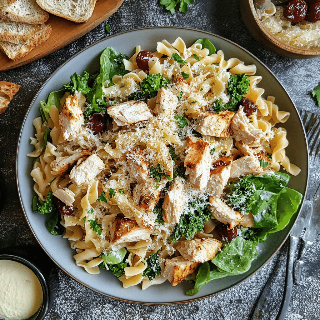 nadaworking99 32937 Easy Chicken Caesar Salad with a Pasta Tw 34ce072f eab2 41c0 beac 6417cc040d1c 2