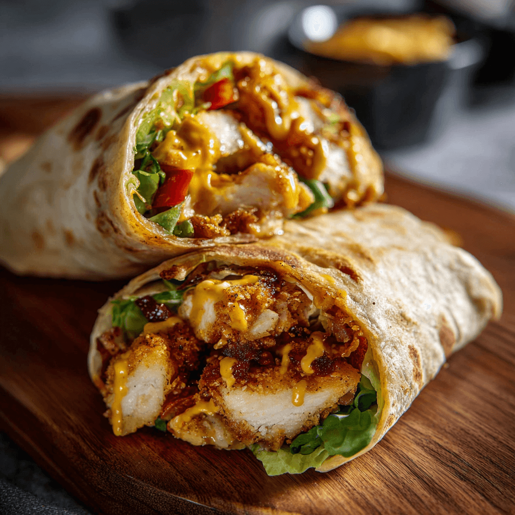 Honey Mustard Chicken Wrap: A Perfect Balance of Sweet, Tangy, and Savory 1 louimediateam httpss.mj .run1dsMt XRfLY Close up Shot Front vi f87a0dd8 6277 4c10 a30c a3f33b9230c8 0 2