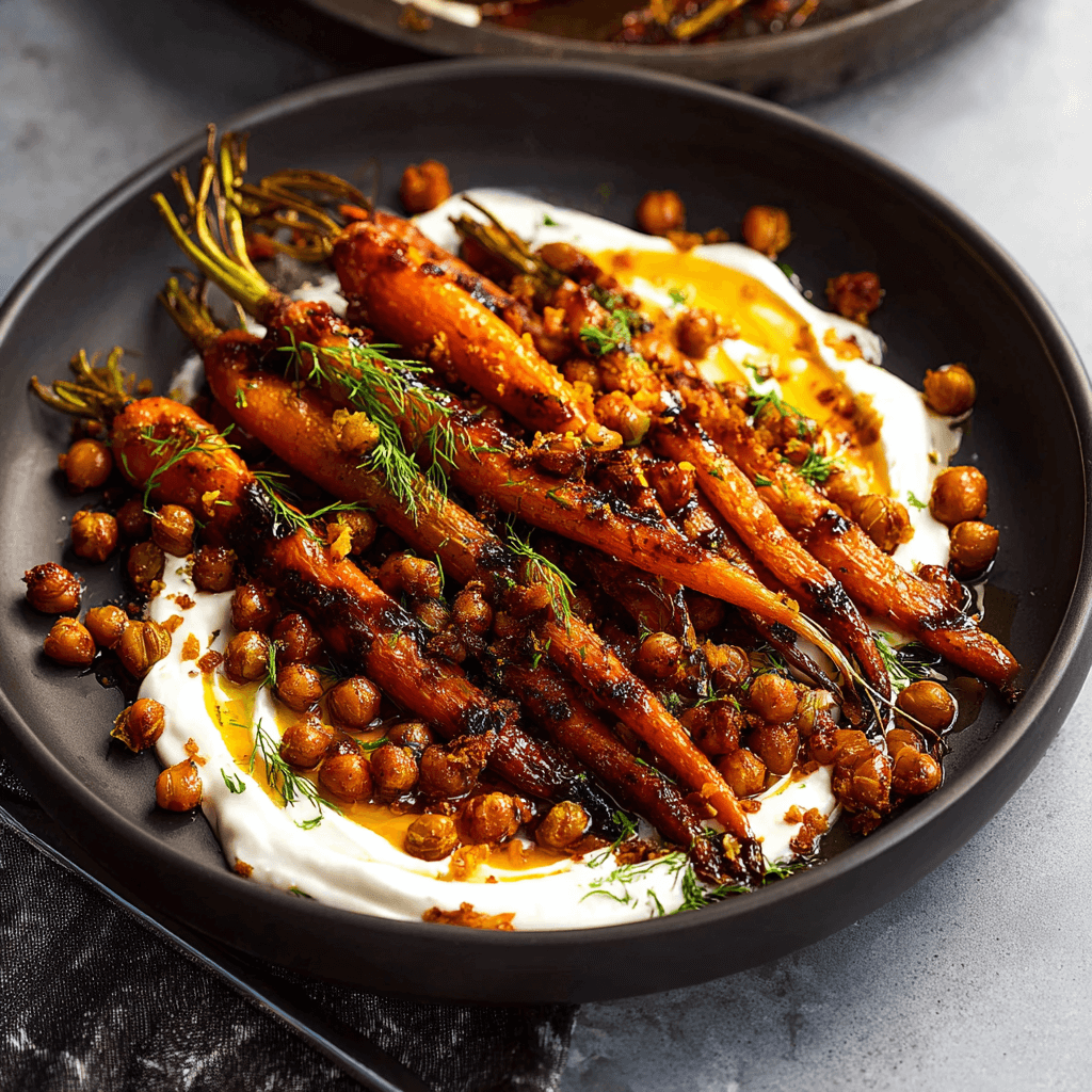 Spicy Maple Roast Carrots with Crispy Chickpeas and Yogurt Sauce: A Flavor-Packed, Nutritious Delight 1 louimediateam httpss.mj .runBLFLEQxQ738 STYLE Close up Shot Fr 3e815105 9bd0 496e 814c 91b9e5fb8108 3 1 1