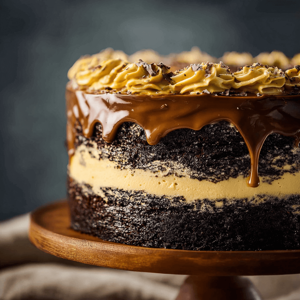 Chocolate Whiskey Cake with Salted Caramel Buttercream: A Decadent Dessert for Grown-Up Indulgence 2 louimediateam httpss.mj .runmHkqgnL SB8 STYLE Close up Shot Fr 13cf0a0a 2213 4f7d 8cd5 f9d6deec2de2 2 1