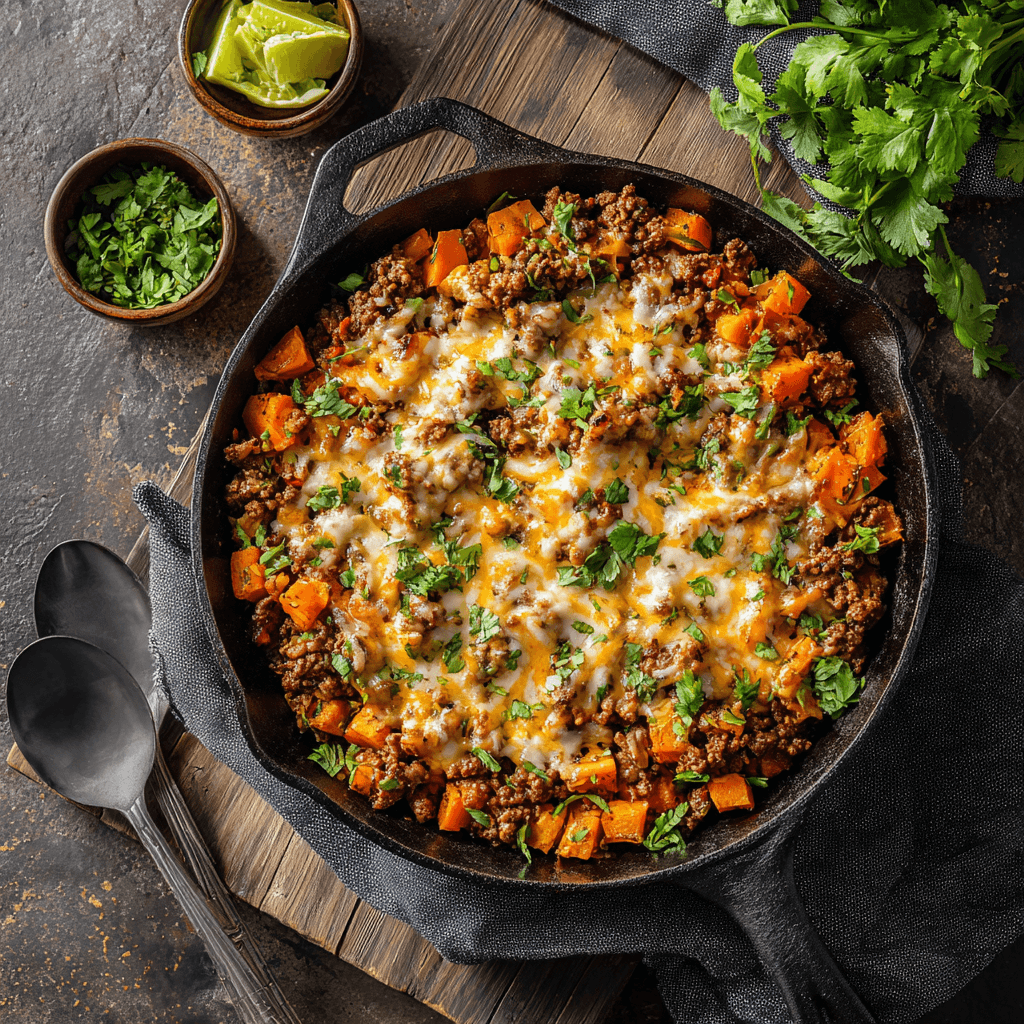 Cheesy Ground Beef & Sweet Potato Skillet 1 louimediateam httpss.mj .runjUi9zH MXd8 front view EMOTIOND C aa3df63e d8ed 4f42 91f6 3b01f553bf0b 2 1