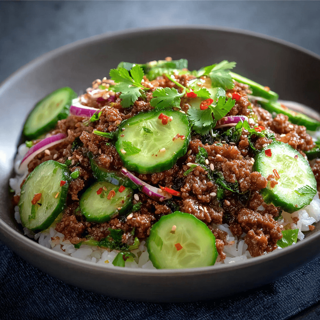 Spicy Korean Ground Beef with Cucumber Salad: A Quick and Flavor-Packed Meal 1 louimediateam httpss.mj .runyv98a Cv0bI front view EMOTIONDSp b52eb5c7 027d 4ec4 9912 1e4b1eac106e 1 1